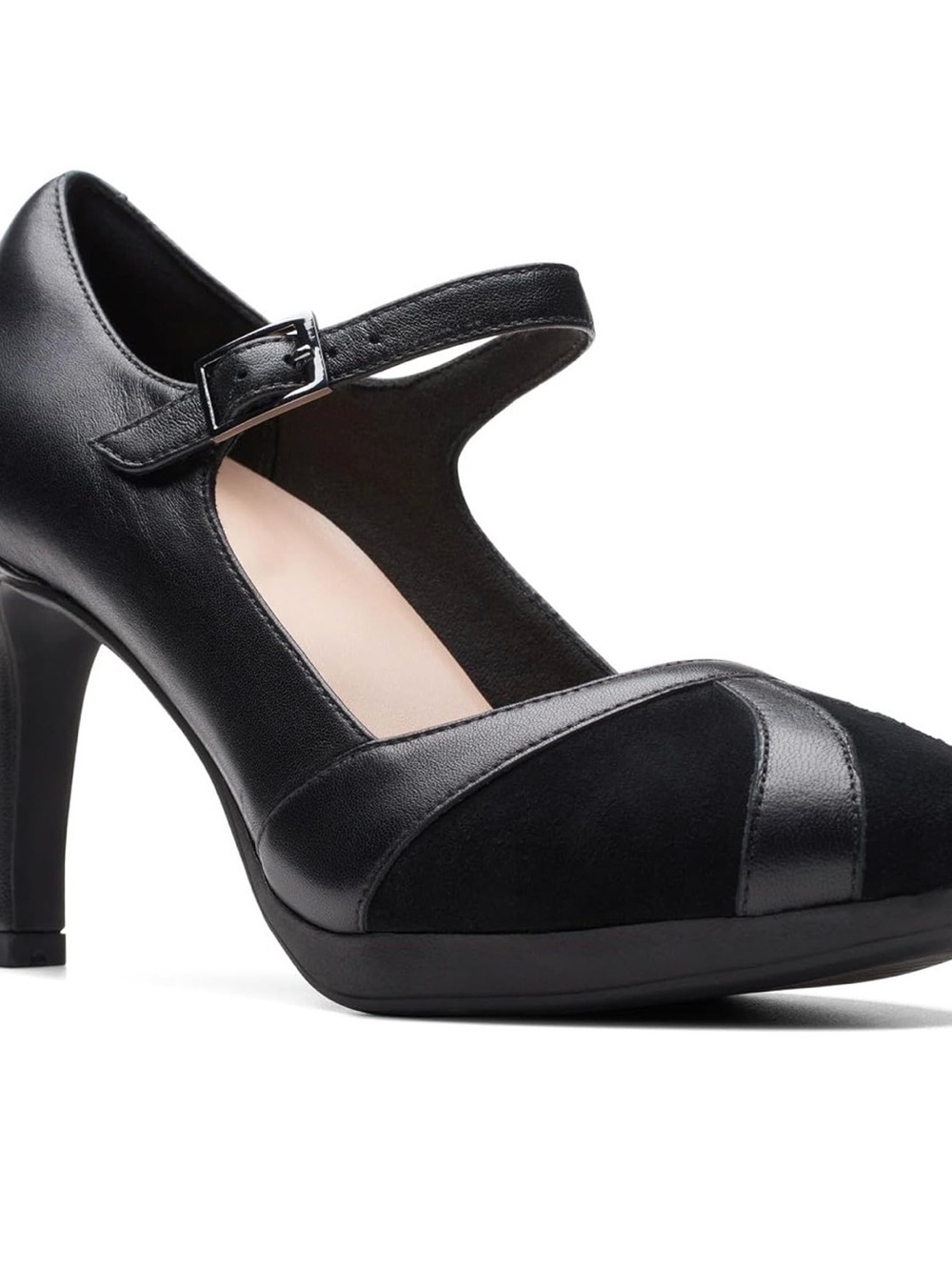 Clarks Black Mary Jane Heeled Pump